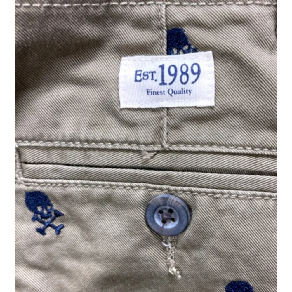 The Children's Place Boys 14 Slim Skull And Crossbones All Over Print Khaki Pant